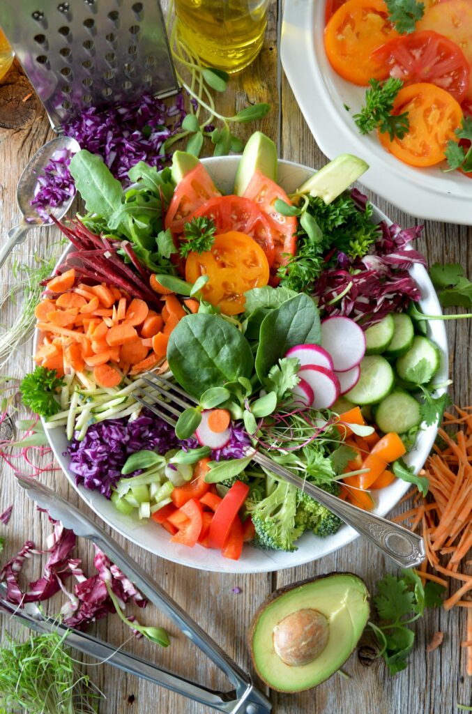Fresh vegetable salad supporting gut health